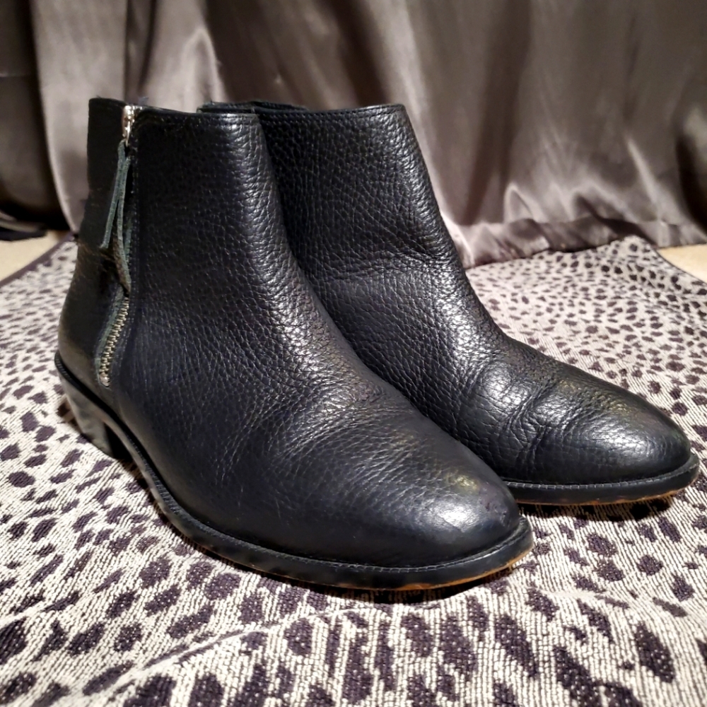 J. Crew Black Leather Ankle Boots